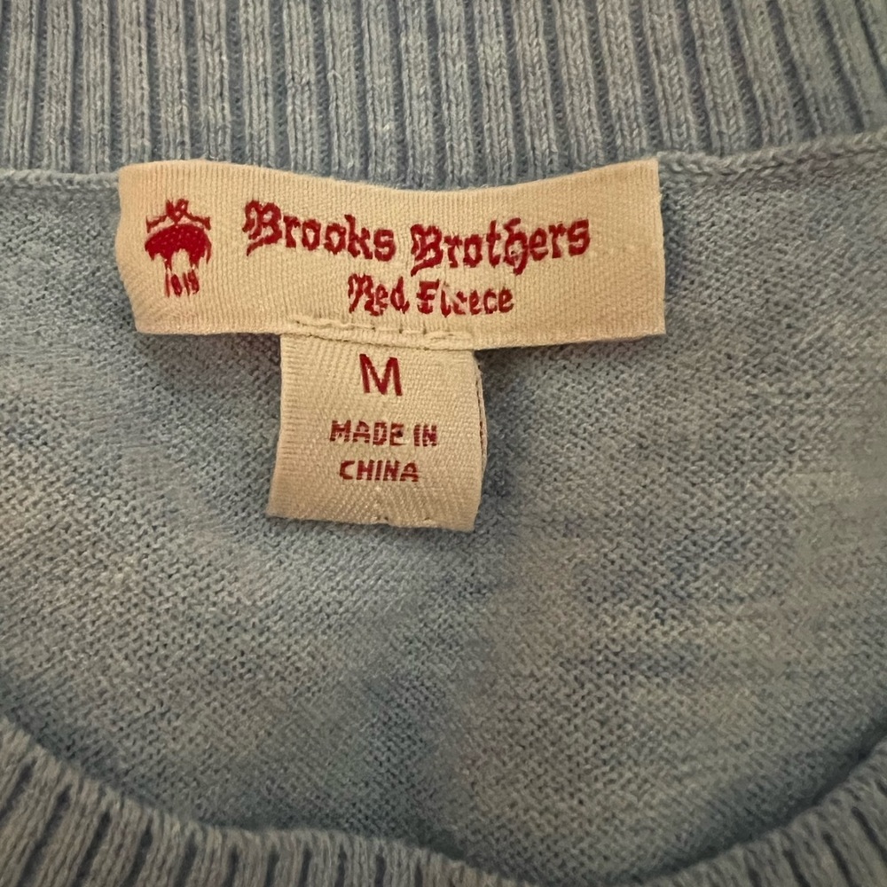 Brooks Brothers Red Fleece Light Blue Ruffle Knit Top Crewneck Cotton Blend M - Picture 6 of 8